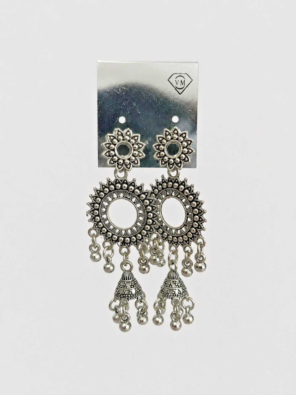 Vastrabhushan Silver Tone Indian Chandelier Jhumka Dangle Earrings